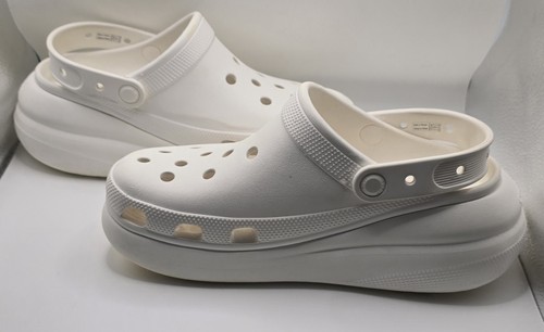 Crocs Classic Crush Platform Clog White Mens 7 Womens 9 207521-100 3" Wedge - 第 2/12 張圖片