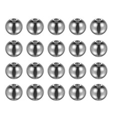 20pcs Beads 10mm Stainless Steel 2.5mm Hole Dia Bead for DIY Crafts, Silver Tone
