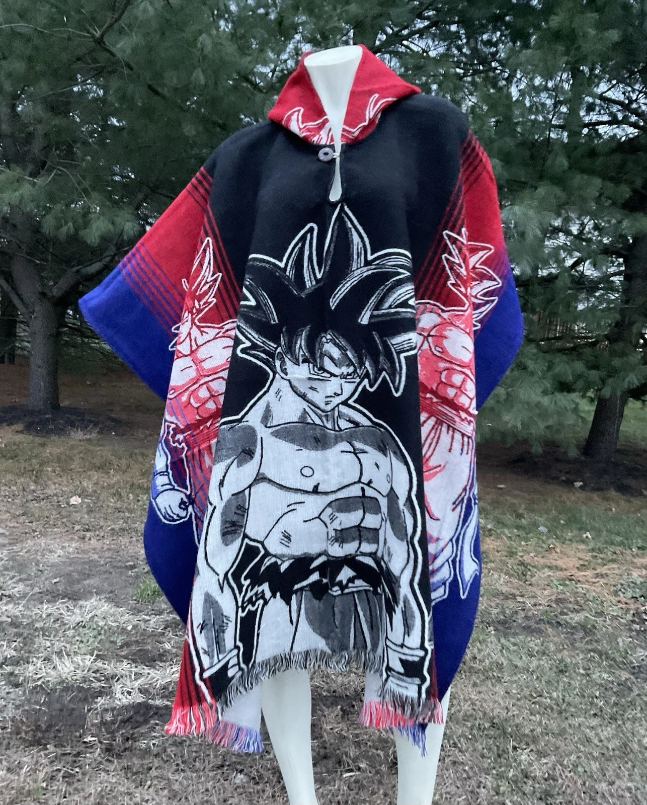 HANDMADE ALPACA PONCHO, Goku, Dragon Ball Z, Super Saiyan, Kakarot, Super Daima