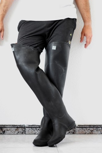Rubber Boogs Waders Vintage Caucho Goma Botas Caza Pesca ROUCHETTE 44