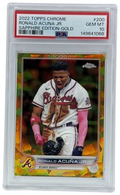 2022 Topps Chrome Sapphire Edition Ronald Acuna Jr. #200 Gold /50 Braves PSA 10