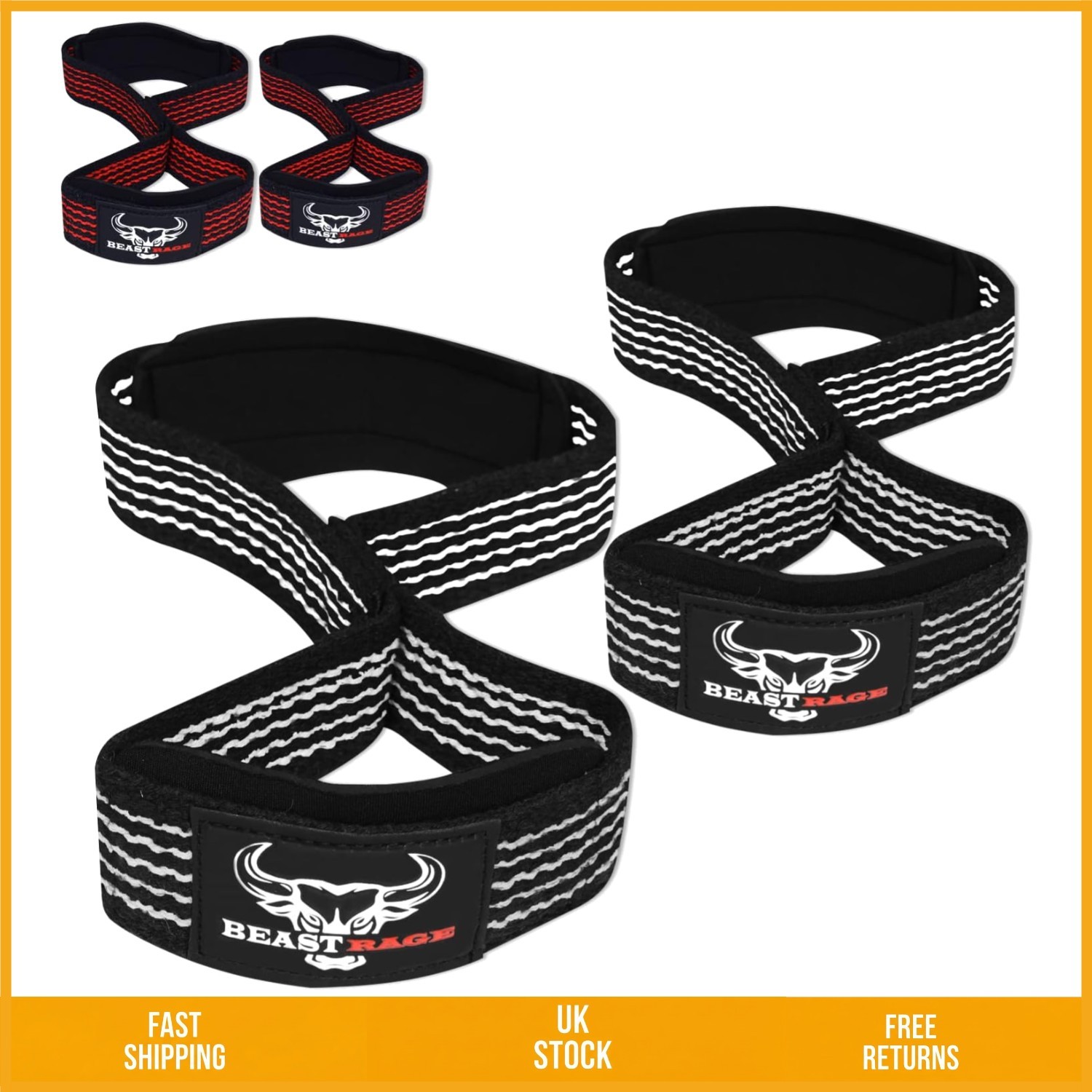 Heavy Duty Figure 8 Weight Lifting Straps Padded Gym Deadlift Pair Standard