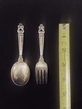 Royal Danish Silver 2-Piece Baby Spoon/Fork by International Sterling 4 1/4"