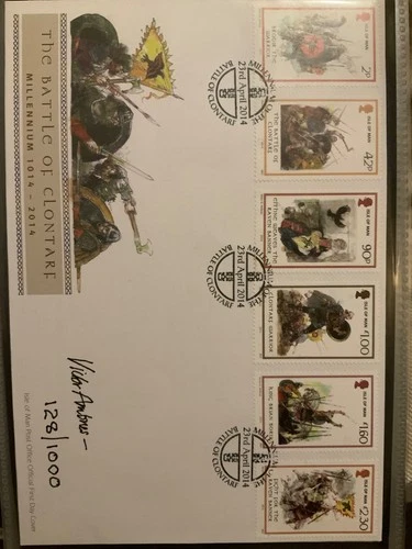 GB Isle of Man 2014 The Battle of Clontarf FDC with insert signed