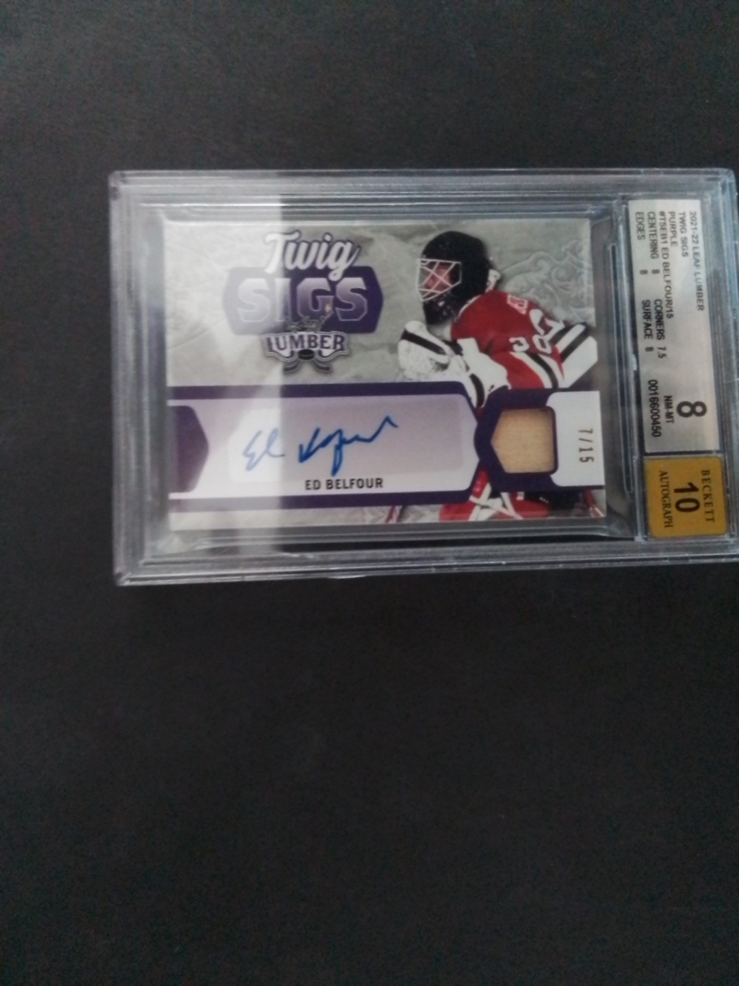 2022 Leaf Lumber Ed Belfour Twig Sigs Stick Autograph # /9 Chicago Blackhawks