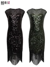 1920s Gatsby Flapper Dress Glam Party Women's Fancy Dress with Sequin Fringe