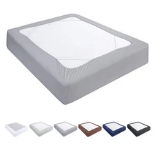 Box Spring Cover Elastic Fabric Wrap Around 4 Sides Bed Skirt Queen Size 13" 