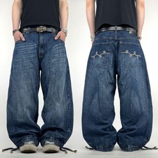 Vintage y2k grunge faded archive embroidered skater baggy wide keg jeans