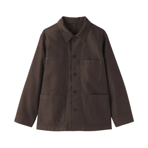 MUJI Mens Organic Cotton Kapok Moleskin Coverall Jacket Dark Brown FedEx image 9