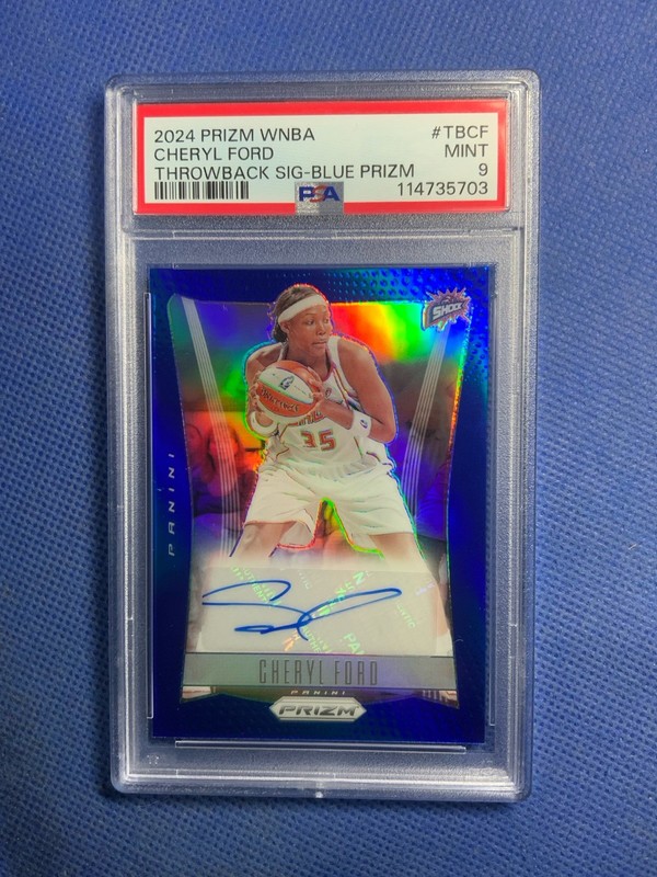 2024 Panini WNBA Prizm Cheryl Ford Throwback Signatures Auto Blue /75 TB-CF PSA9