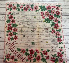 Vintage Franshaw 1960's Ladies Handkerchief Hanky MISSOURI souvenir mcm