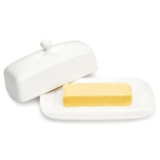 Sweese Butter Dish with Lid - Porcelain Butter Keeper, 7.8 Inch White Butter ...