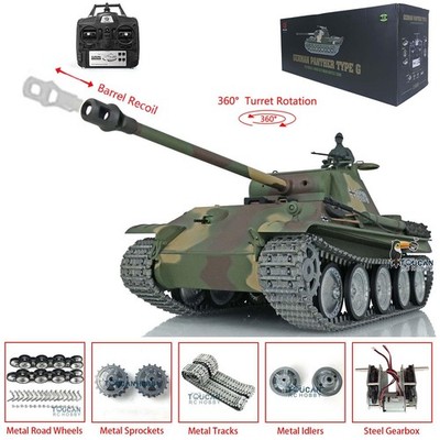 Used 1/16 Henglong 7.0 360°Turret PantherG BB IR RC Tank 3879 Model Metal Track