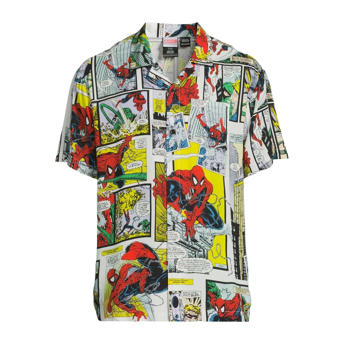 Marvel Spiderman Men's Print Button-Up Shirt with Short