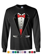 Funny Tuxedo Bow Tie Long Sleeve T-Shirt Tux Wedding Party