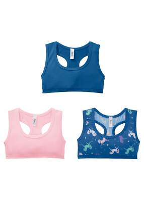 Weiche BHs mit Racerback Gr. 164/170 Enzianblau Hellrosa Mädchen Bustier Neu