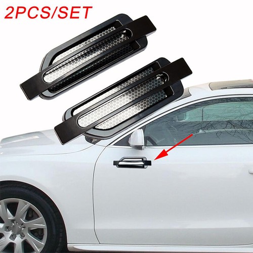 2X Universal Air Flow Intake Vent Fender Side Exterior Sticker Decor Cover Black - Picture 2 of 12