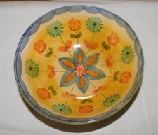 Hand Painted In Italy Tuscan Color Flower Swirl Bowl Dish