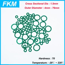 Green O Ring THK 1.5mm Metric FKM Fluoro Rubber Orings Resistant Oil Seal Gasket