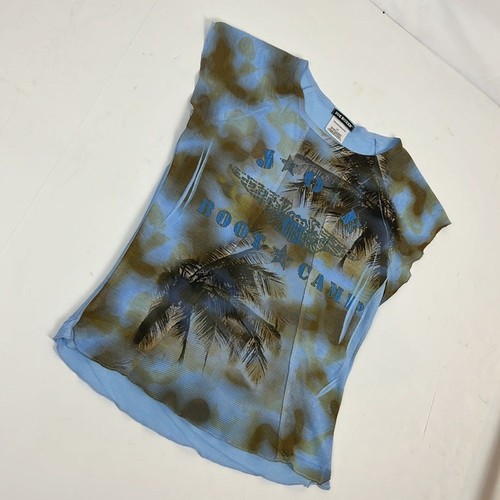 Vintage Y2K Joe Boxer Blue Brown Boot Camp Short Sleeve T-Shirt Women's Size L - Picture 2 of 12