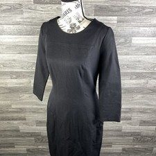 BANANA REPUBLIC Round Neck Stretch Black Long Sleeve Bodycon Dress Womens Size 6