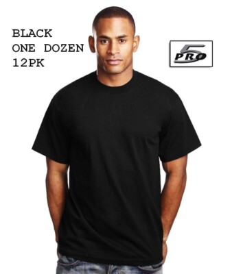PRO 5 HEAVYWEIGHT SHORTSLEEVE BLACK T-SHIRTS ONE DOZEN 12PK  SIZE SM-7X 