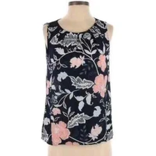 Loft Floral Pleated Blouse Top - Sleeveless, Size Small
