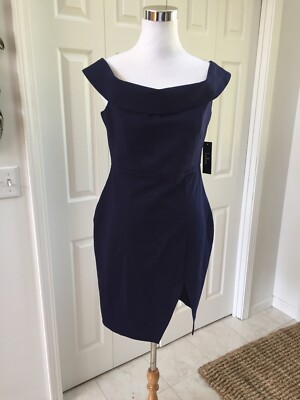 NWT Lulus Navy Off The Shoulder Sheath Ponte Dress L