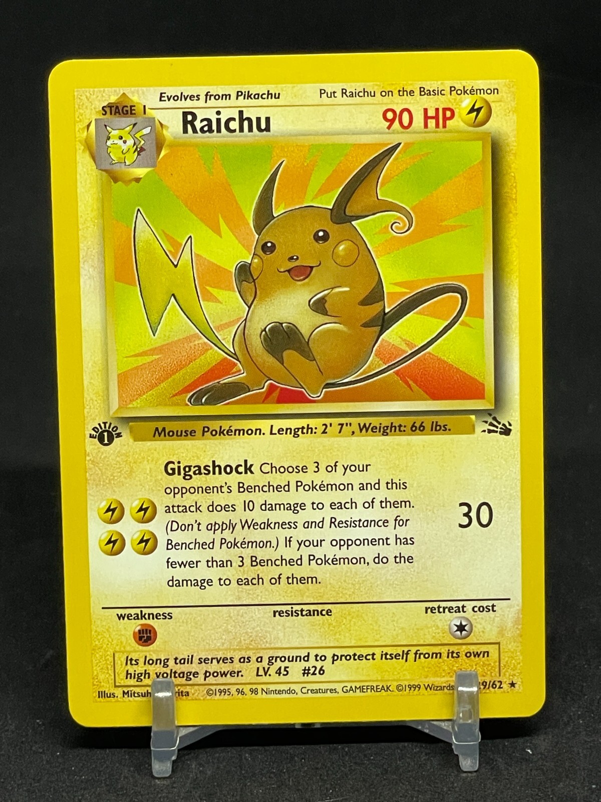Raichu 29/62 fossil 1st edition NM Pokemon TCG