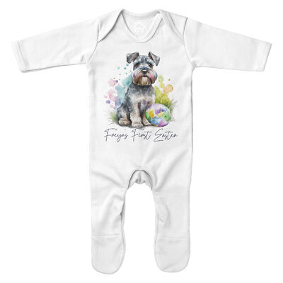 Personalisierter erster Ostern Strampler Schnauzer Baby Sonntag individuell Hund Tierbesitzer