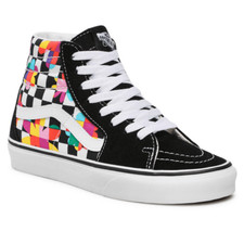VANS Sk8-Hi Floral Checkerboard Skate Hi Tops Flower Child Groovy Sz 8 blt11j13