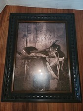 Saddle Country Western Cowboy Ranch Framed Artwork Horse Saddle