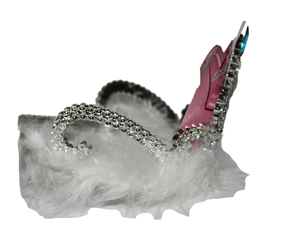 Tiara princesa de las nieves de 4", niña, estrás azul y flores con plumas blancas Foto 3 de 4