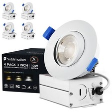 4 Packs 3 Inch Gimbal Led Recessed Light With Junction Box 10wwaterproof Recesse