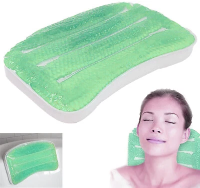 Luxury Soothing Gel Bath Pillow Head Neck Back Support Relaxing Bathtub Cushion