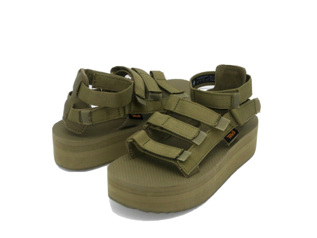 TEVA FLATFORM MEVIA WOMEN SANDALS OLIVE GREEN US /UK /EU 36 /JP 22