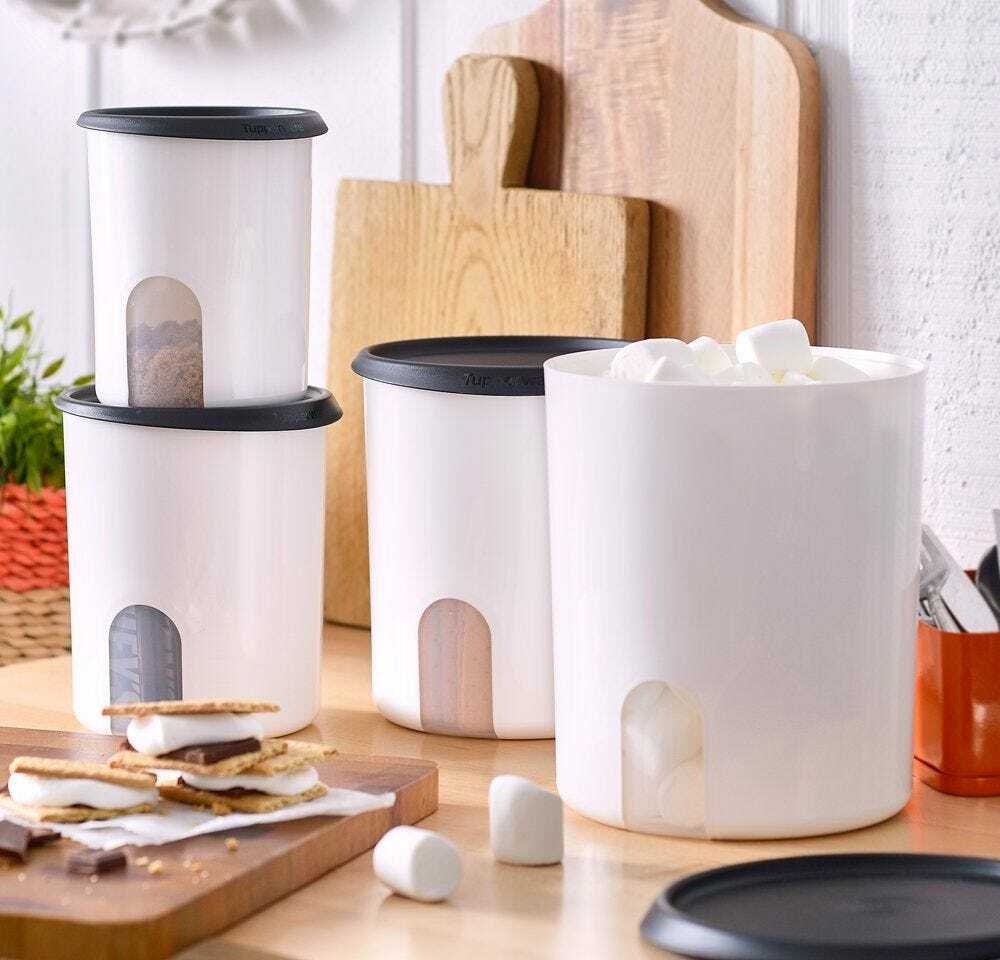 Tupperware 調理器具セット② バラ売り可能 NEW tupperware one touch reminder canister set white with black