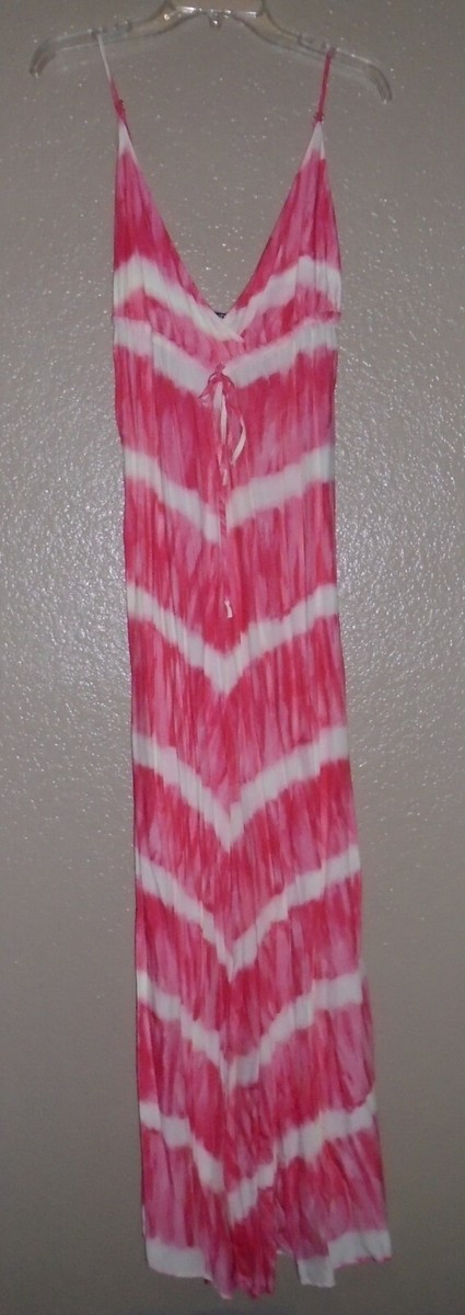 Ali Kris PINK Apricot Tie Dye Sleeveless Spaghetti Strap Maxi Dress  LARGE
