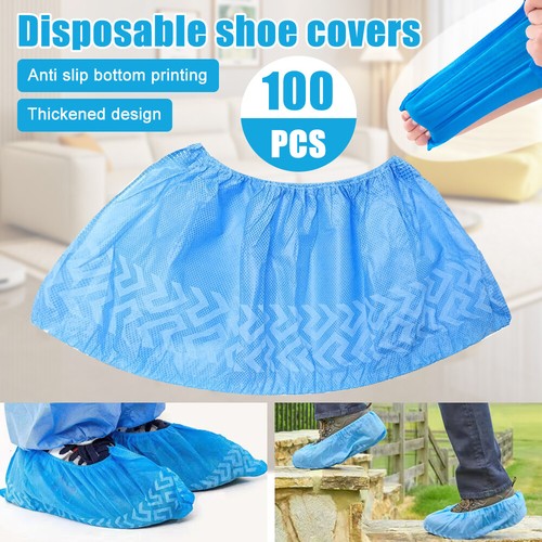 100Pcs Disposable Non-woven Shoe Covers Indoors Office Blue Easy Shoe Covers US