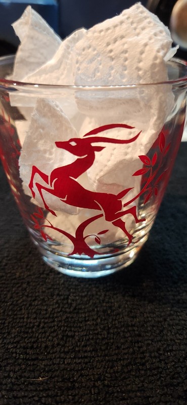 Vintage Red Antelope/Gazelle/Reindeer 1/2 Pt Sour Cream Glass