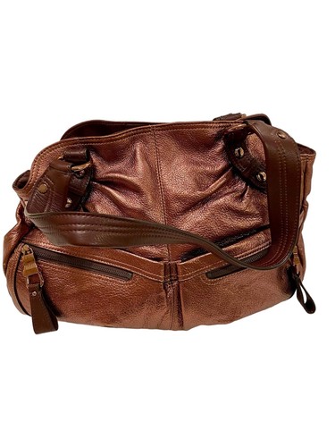 B Makowsky Copper Leather Shoulder Bag