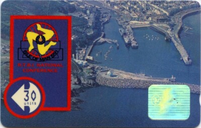 Manx Telecom Isle of Man Telefonkarte 1990 Luftaufnahme von IOM mit Hologramm Sehr guter Zustand