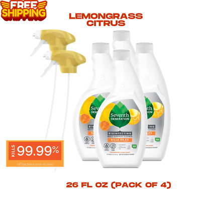 Seventh Generation Lemongrass Citrus Disinfecting Multi-Surface Cleaner 26 Oz X4
