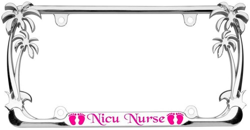 Nicu Nurse License Frame Gift-Palm Tree Design Metal Auto License Plate Frame - 第 1/3 張圖片