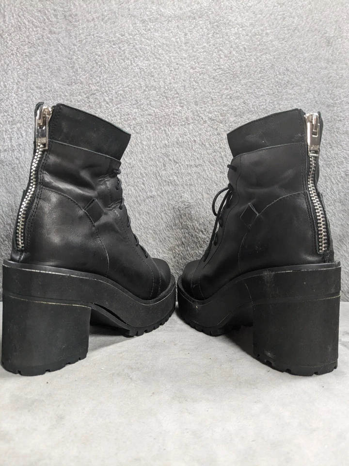 Botas de Combate UNIF Reverb Negras Gruesas Plataforma Cuero Mujer’s Gótico Talla 7 Foto 4 de 4