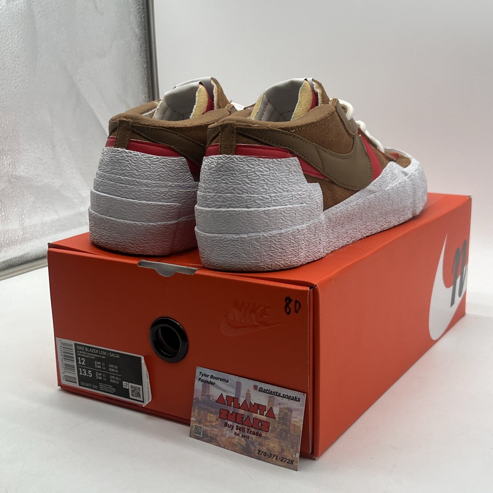 SACAI X NIKE Taglia 12 Nike Sacai x Blazer marrone chiaro britannico camoscio bianco (DD1877 200)