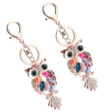 2pcs Owl Shape Key Chains Decorative Backpack Bag Pendants Hanging Decors