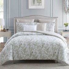 Laura Ashley lindy 5-pieces green floral cotton twin comforter set