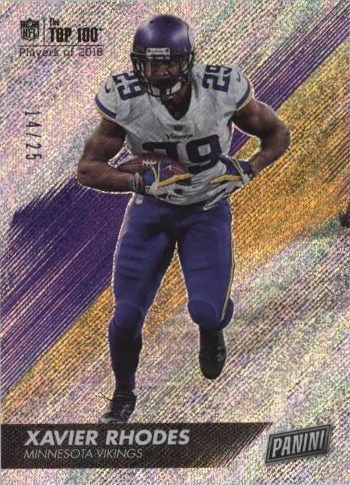 Xavier Rhodes Muthead 2018 Panini Day - The Top 100 Xavier Rhodes #55 Rapture /25 for sale ...