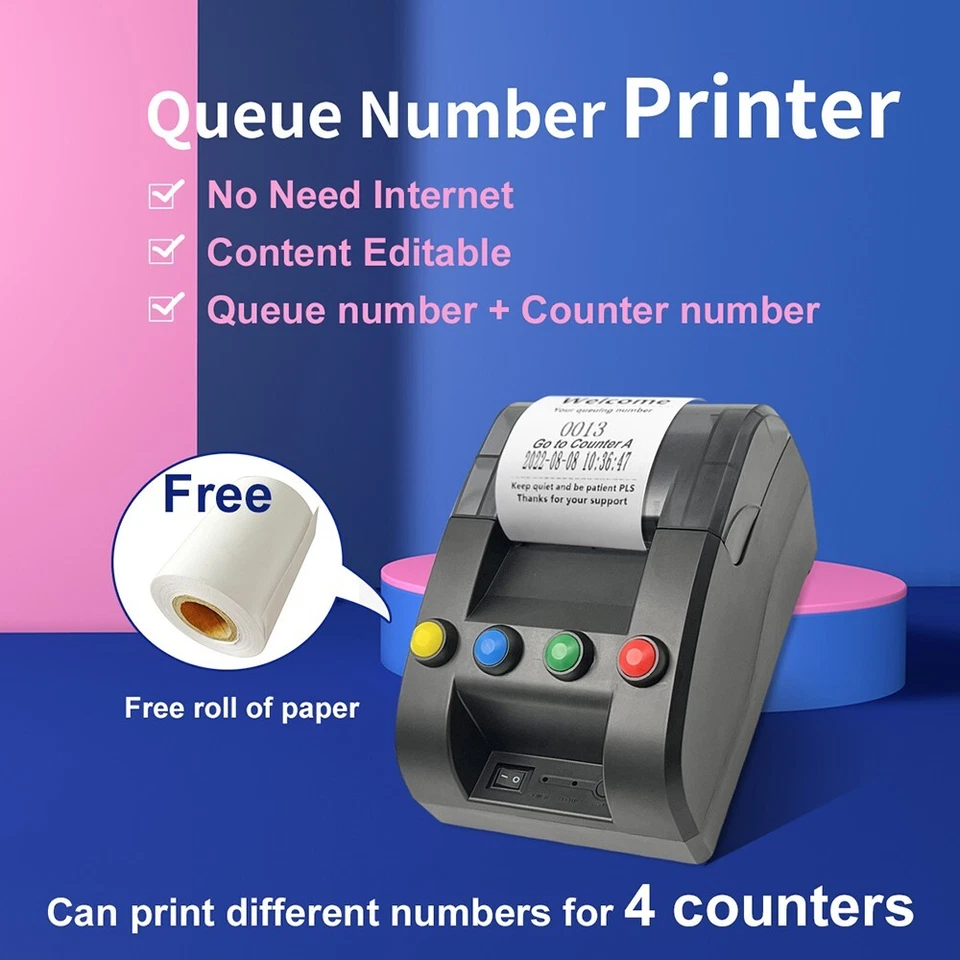 Take a Number Printer Thermal Printer Ticket Machine with Receipt Ticket Roll - Image 2 of 4
